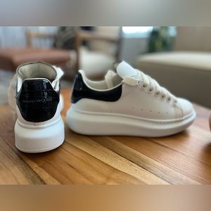 Alexander McQueen croc-embossed black and white trainers